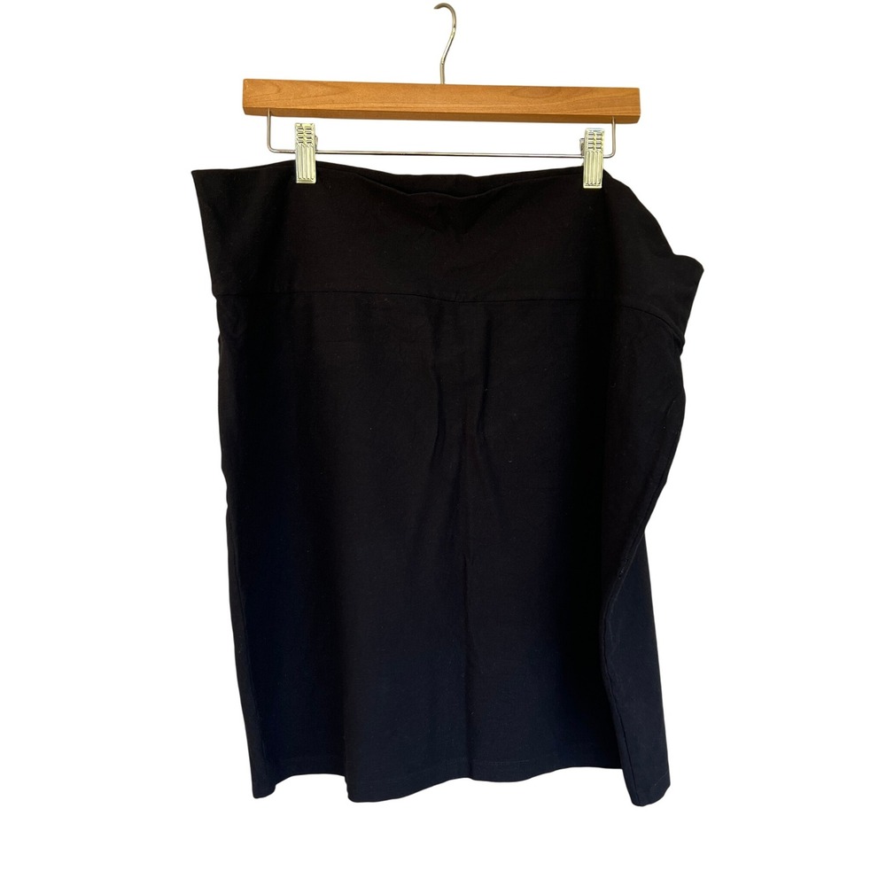 Eileen Fisher Black Knit Stretch Midi Skirt XL Career Work‎